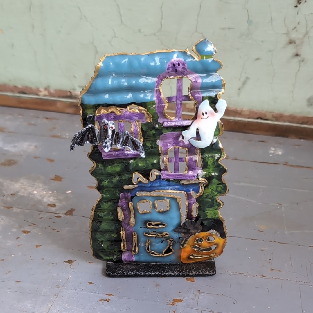 Haunted House Metal Candle Holder